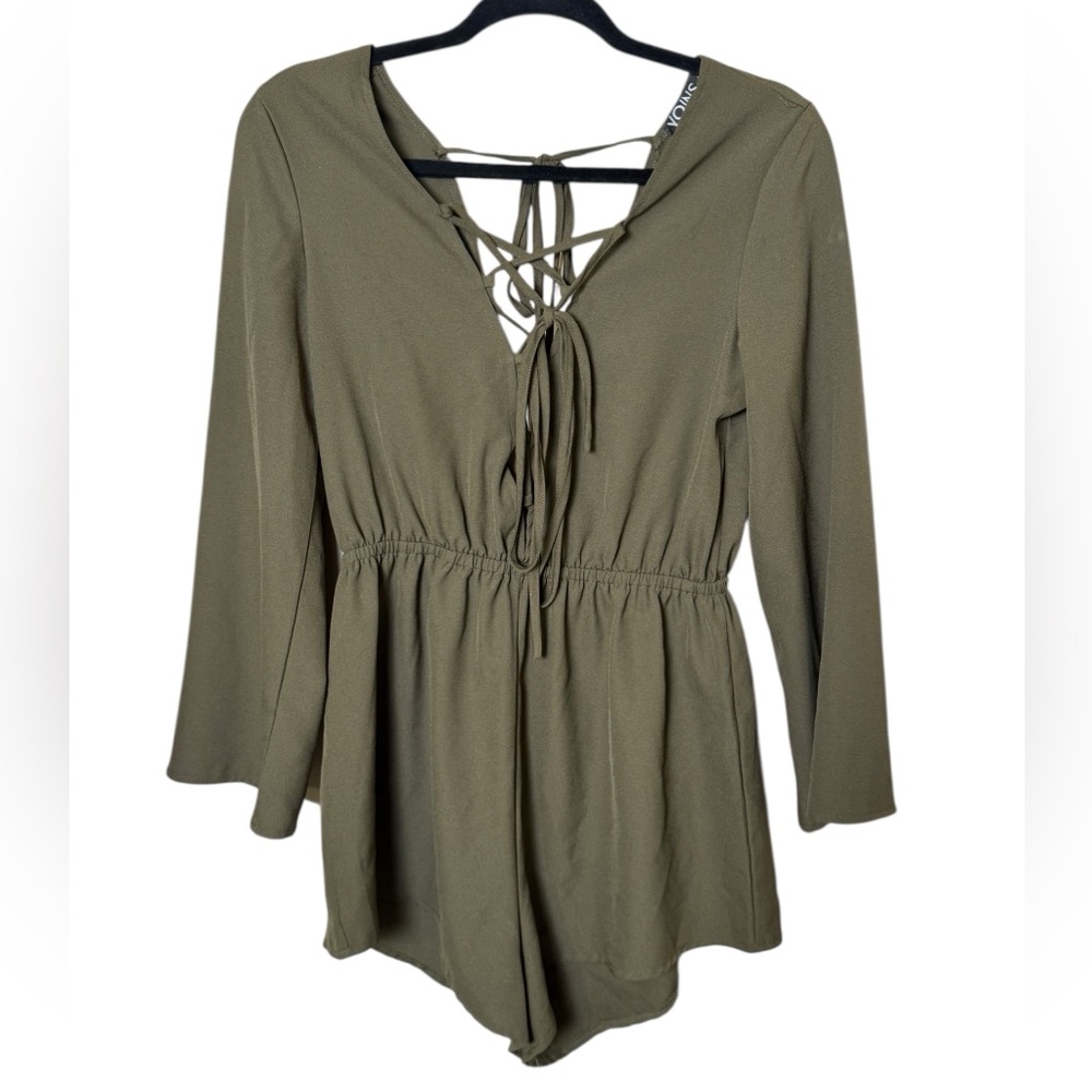 ** YOINS Olive Green V-Neck Romper